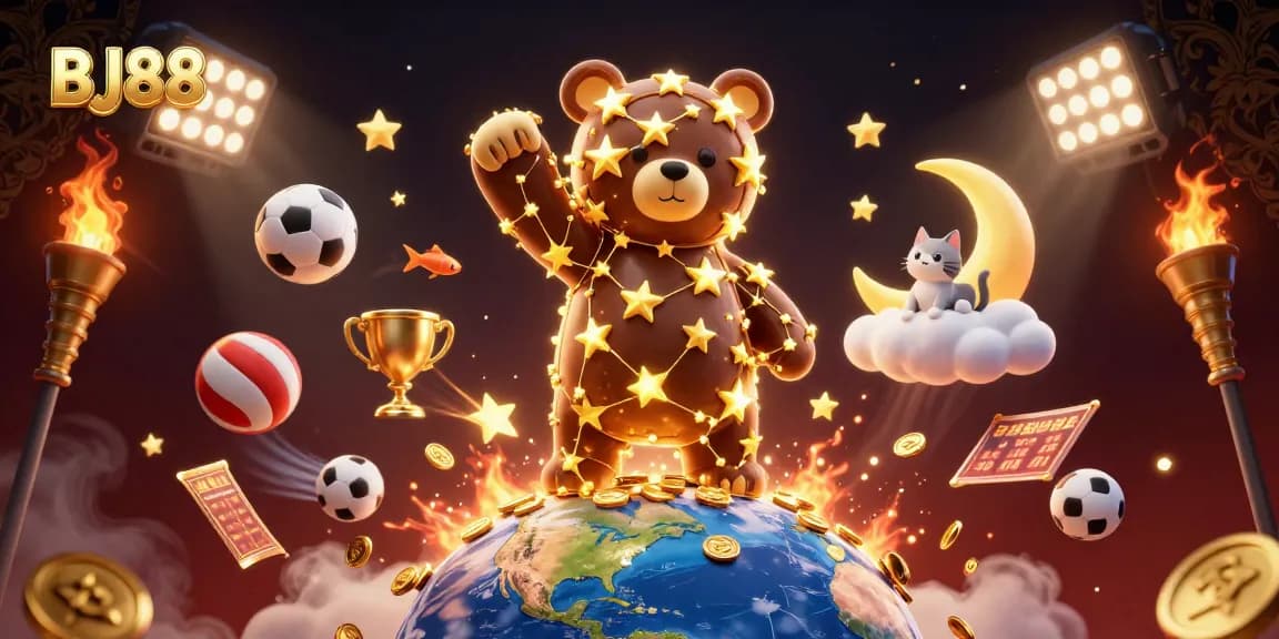 BJ88 delivers thrilling gambling experiences with enchanting characters in a vibrant, action-packed casino scene.
