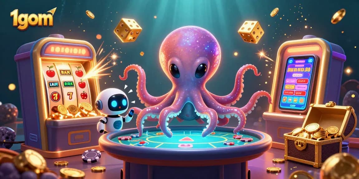 Engage in thrilling gameplay at 1gom's vibrant casino scene with an alien octopus and dynamic elements.