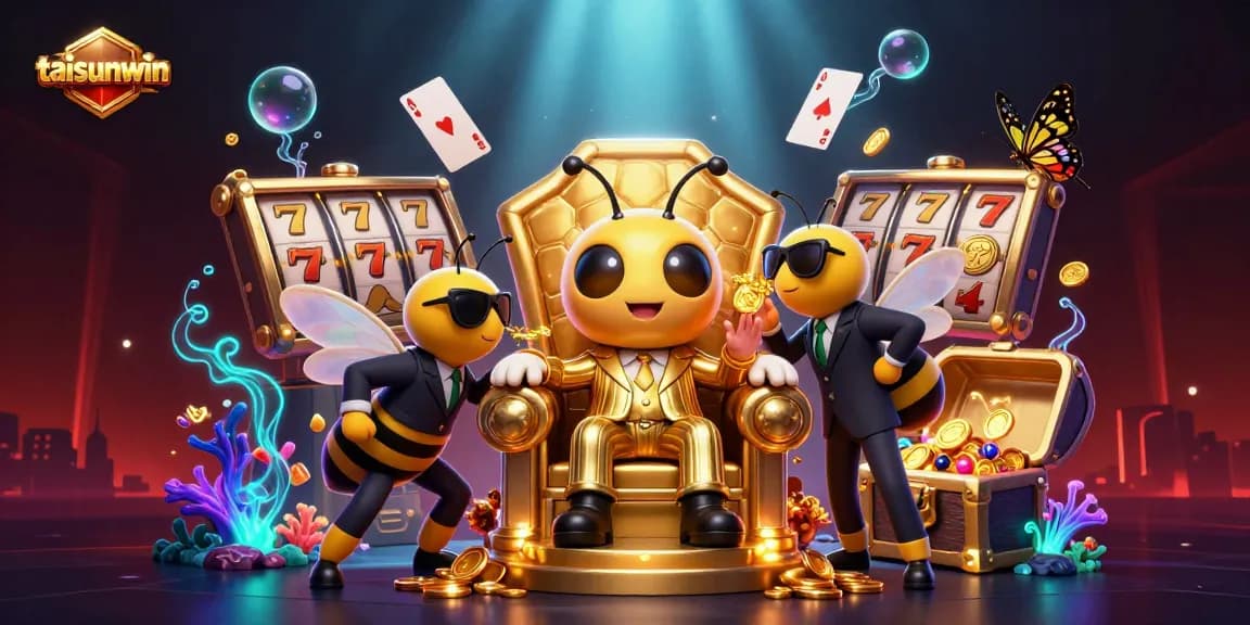Spinning slot reels and colorful gems highlight a dynamic scene representing taisunwin's casino excitement.