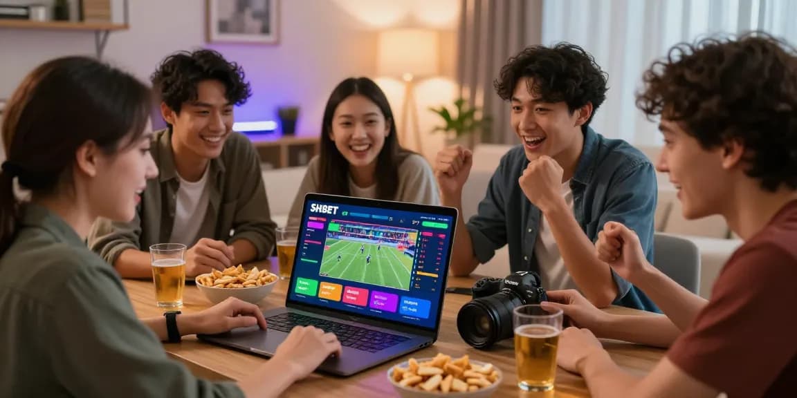 Friends enjoying online betting at SHBET platform, live sports excitement at https://shbet.cruises/.