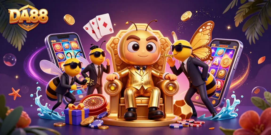 Engage in the thrill of gaming with DA88, featuring a dynamic scene of a mob boss controlling the casino