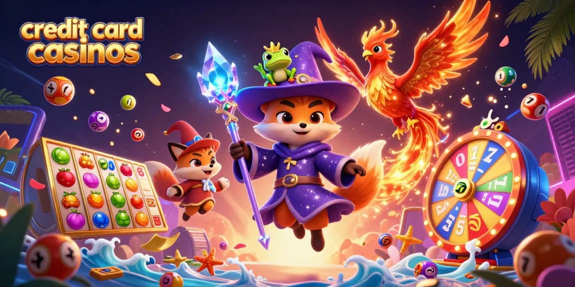 Engage with thrilling credit card casinos featuring dynamic slot reels and magical characters.