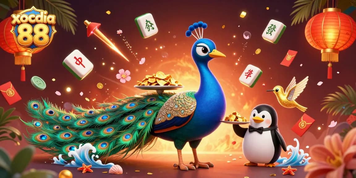 Xocdia 88 showcases vibrant characters and elements in a dynamic casino-themed illustration.