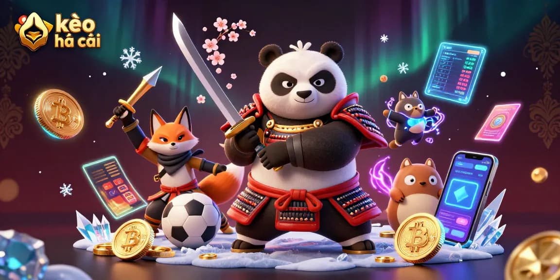 Engage with kèo nhà cái sports betting action featuring a samurai panda and ninja fox.