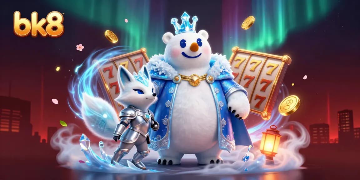 Experience the magic of bk8 with exciting slot games and golden rewards in this 3D casino illustration.