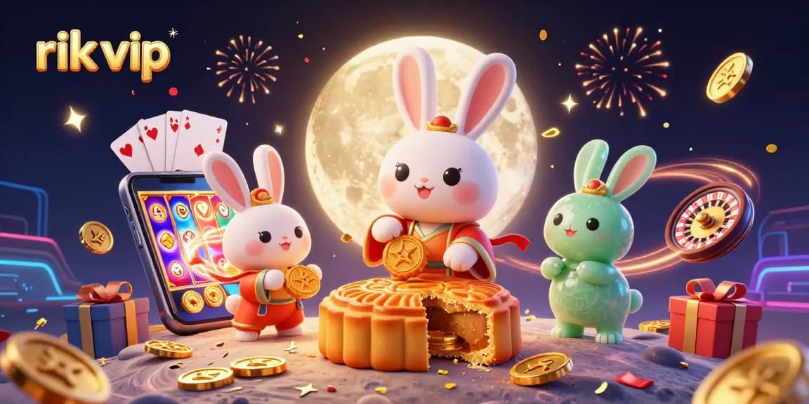 Experience winning gameplay with rik vip as the moon rabbit reveals poker chips and casino fun!