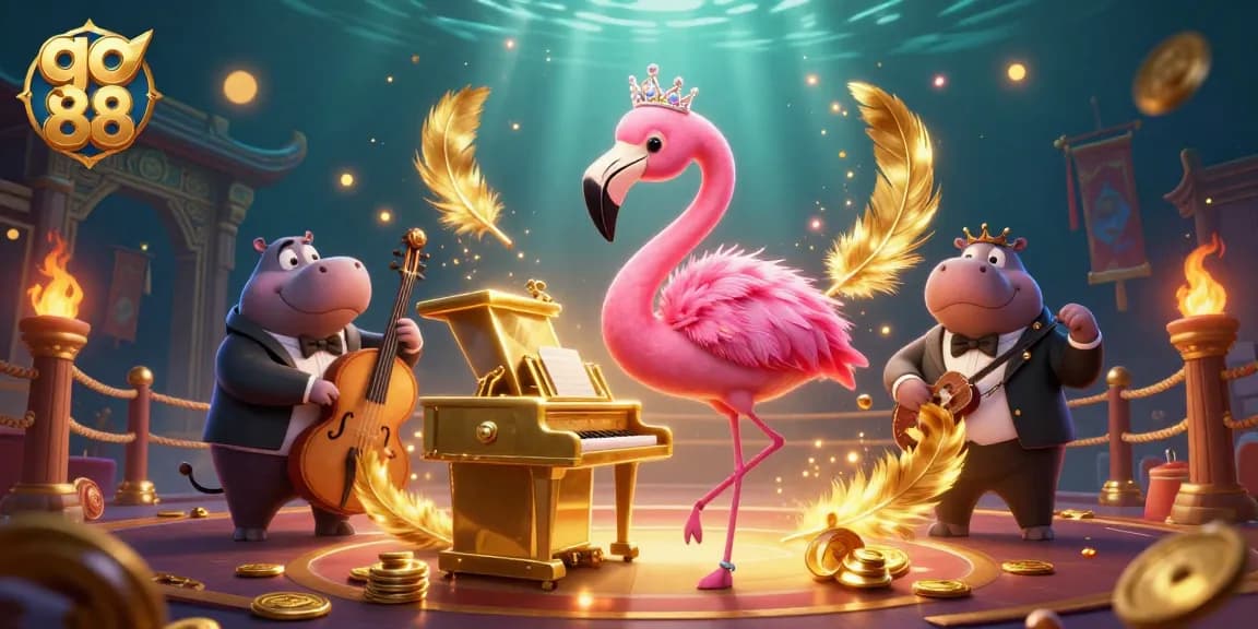 Experience thrilling games at go 88 with dazzling casino elements, including colorful coins and vibrant characters.