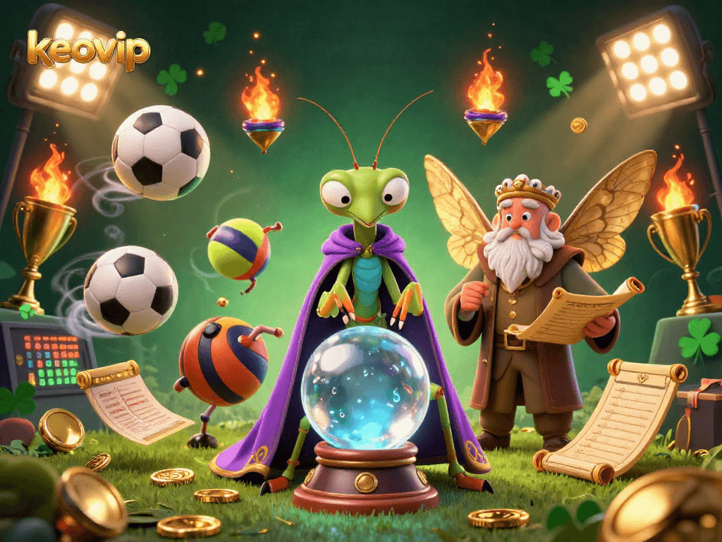 Engage with keovip’s vibrant gambling experience featuring a mystical fortune teller scene full of action.