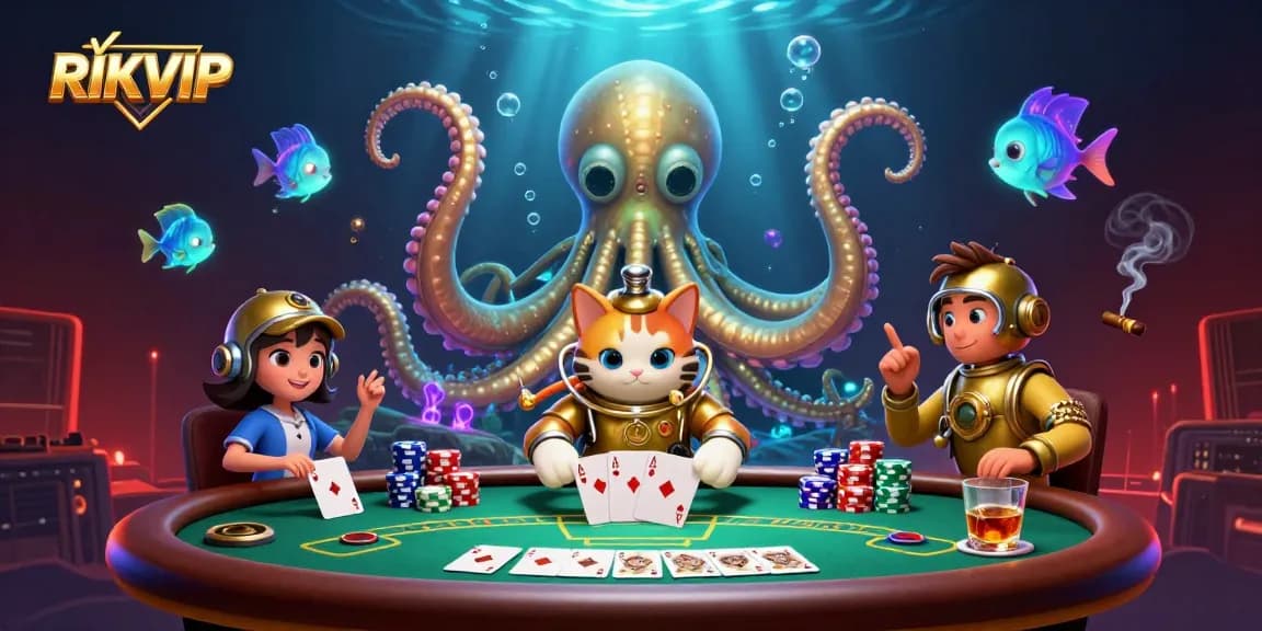 Engage in thrilling gameplay with RIKVIP's vibrant casino atmosphere and dynamic character scene.