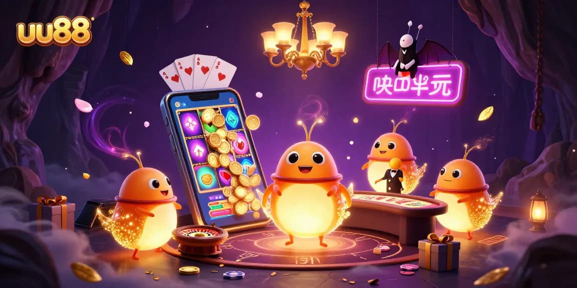 Experience the excitement of uu88 with glowing glowworms illuminating a vibrant casino scene.