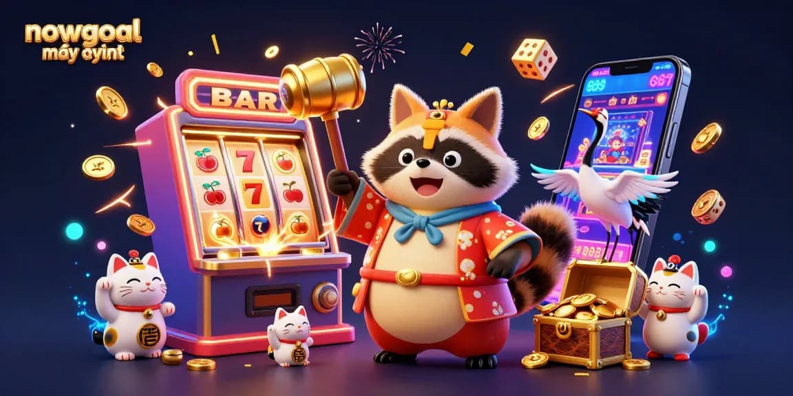 Discover winning strategies at nowgoal mới nhất with vibrant elements of fortune and jackpots in an exciting illustration.