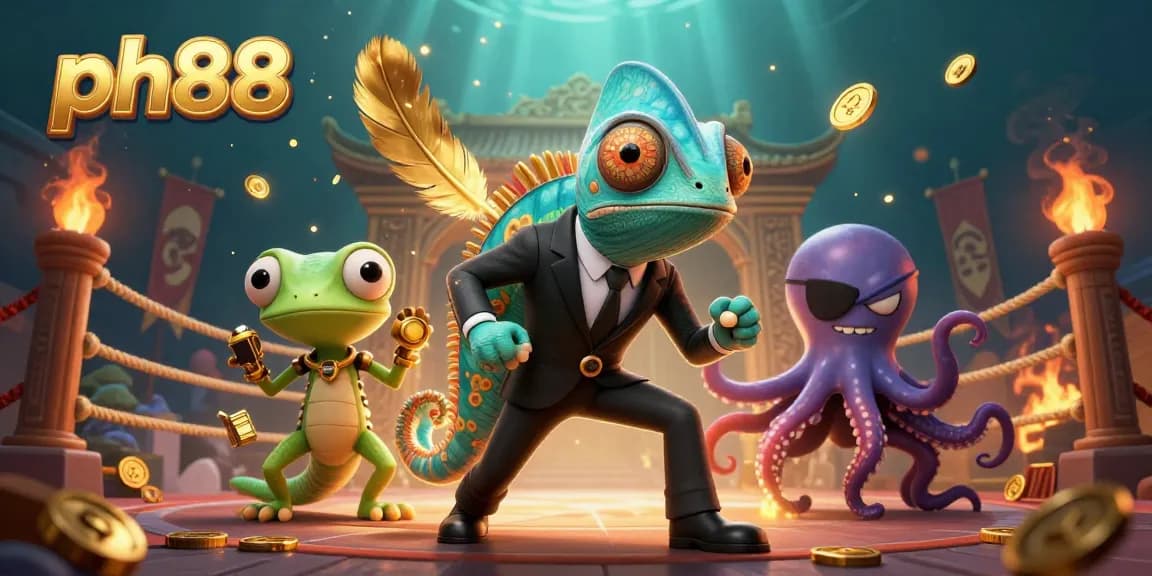 Engage with the vibrant gameplay at ph88 featuring a dynamic scene with colorful characters in a casino setting.