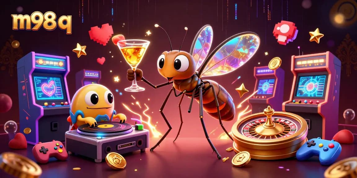 Join the m98 q gaming experience with a vibrant 3D casino scene featuring unique characters and thrilling game elements.