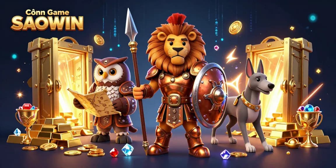 Cổng Game SAOWIN offers thrilling casino adventures, surrounded by golden riches and vibrant animations.