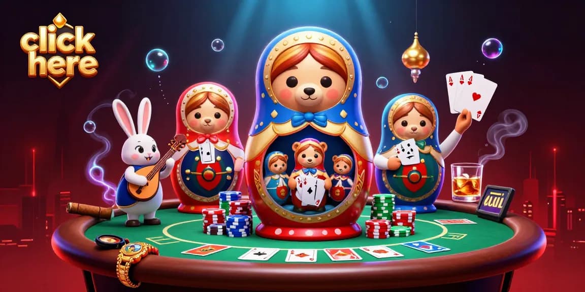 Engage with this vibrant scene featuring a 3D cartoon bear and elements of casino fun; click here for exciting gaming!