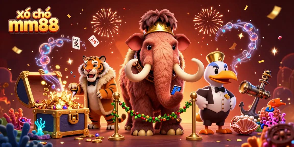 Play thrilling xổ số mm88 with a vibrant casino scene featuring an exciting atmosphere and colorful characters.