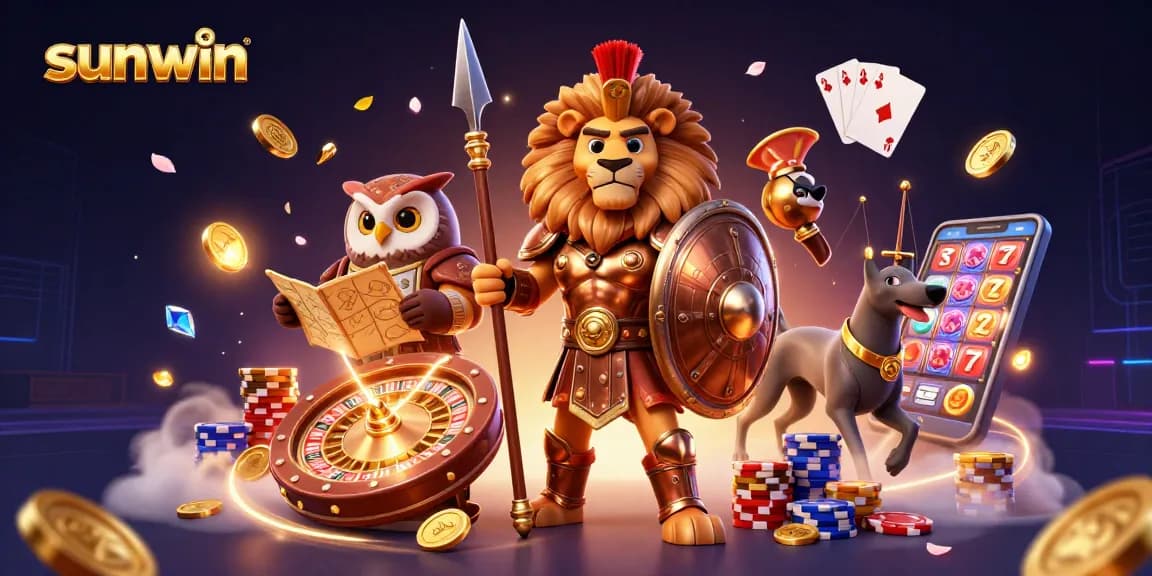Experience thrilling action with sunwin in this epic 3D casino-themed digital illustration.