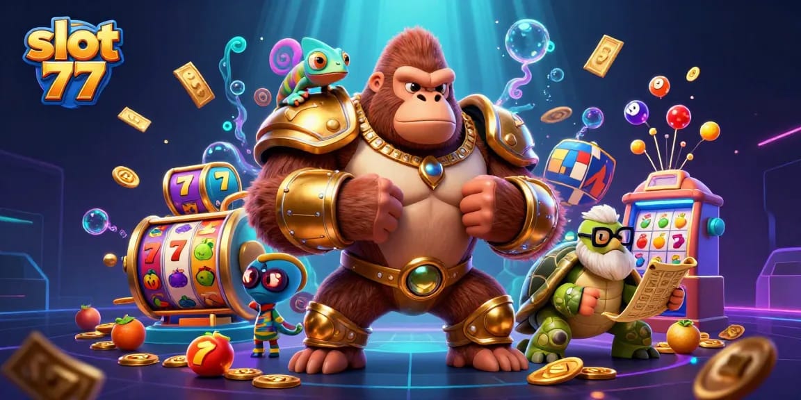 Engage in thrilling slot 77 action with powerful characters and vibrant casino elements!