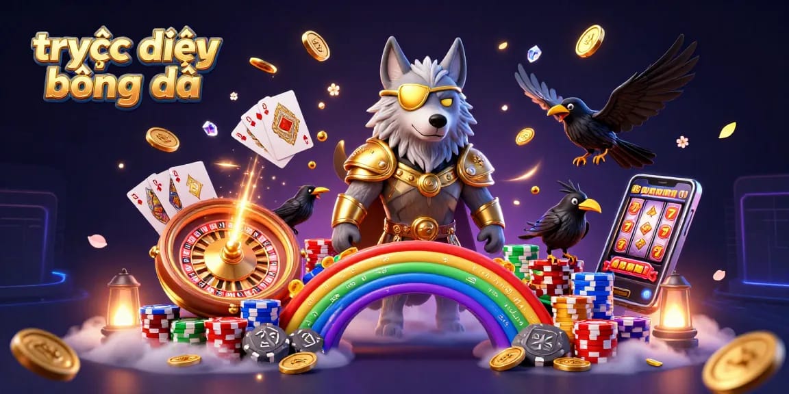 Experience trực tiếp bóng đá with Odin and ravens amid a vibrant casino setting.