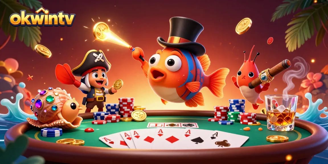 Experience thrilling gameplay at okwintv with captivating characters and poker elements in a lively casino scene.