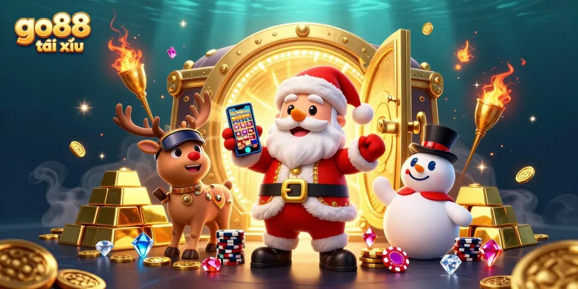 Experience go88 tài xỉu excitement with Santa and friends enjoying dynamic casino thrills!