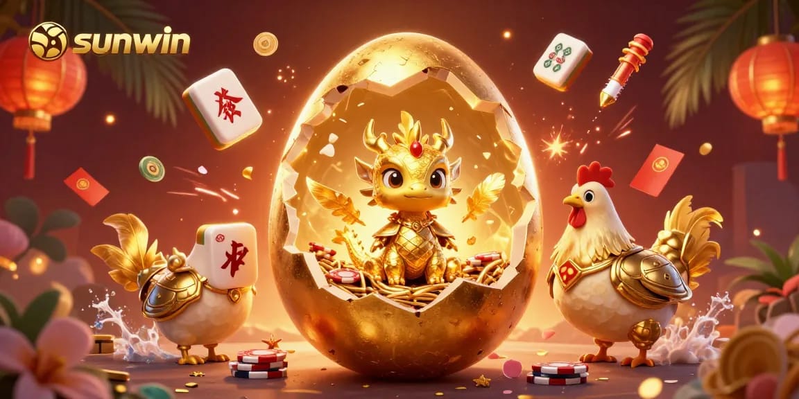Experience the dynamic world of sunwin with a golden dragon emerging from a nest of poker chips.