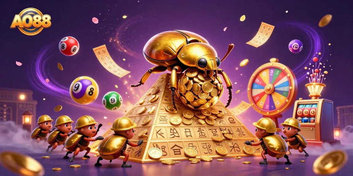 Win big with AO88 in this vibrant 3D illustration showcasing exciting casino elements.