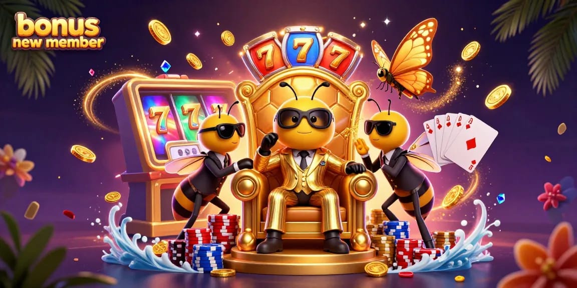 Experience the thrill of a bonus new member with our exciting 3D casino illustration, featuring slot games.