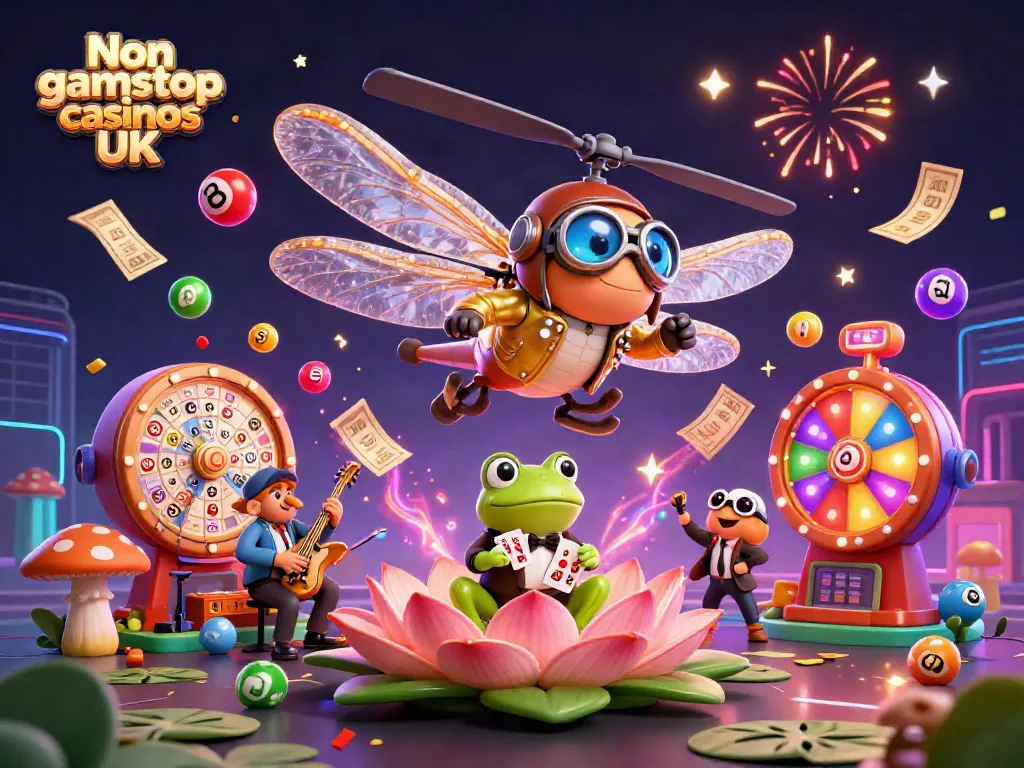 Experience Non gamstop casinos UK with lively characters and vibrant gaming elements in a rich casino scene.