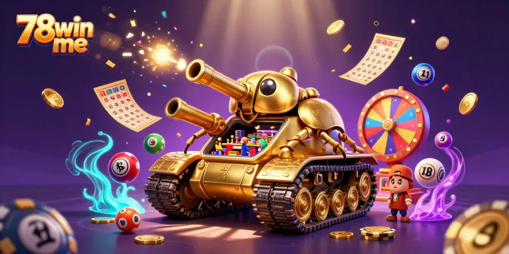 Engage with thrilling casino action at 78win me in this vibrant 3D illustration of gaming excitement.