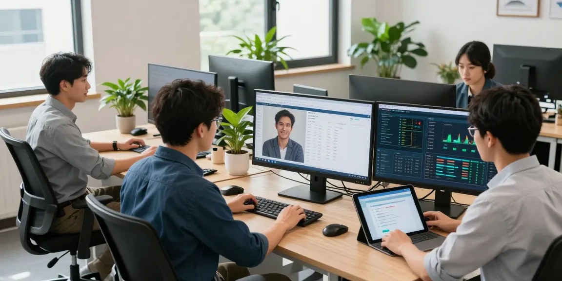London business IT support team collaborating on proactive monitoring and client assistance in a modern office.