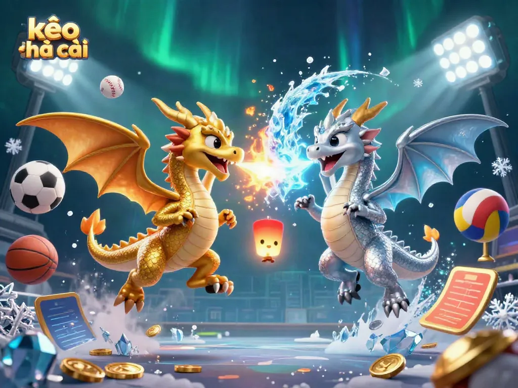 Engage with exciting kèo nhà cái as dynamic dragons and sports elements create an electrifying atmosphere.