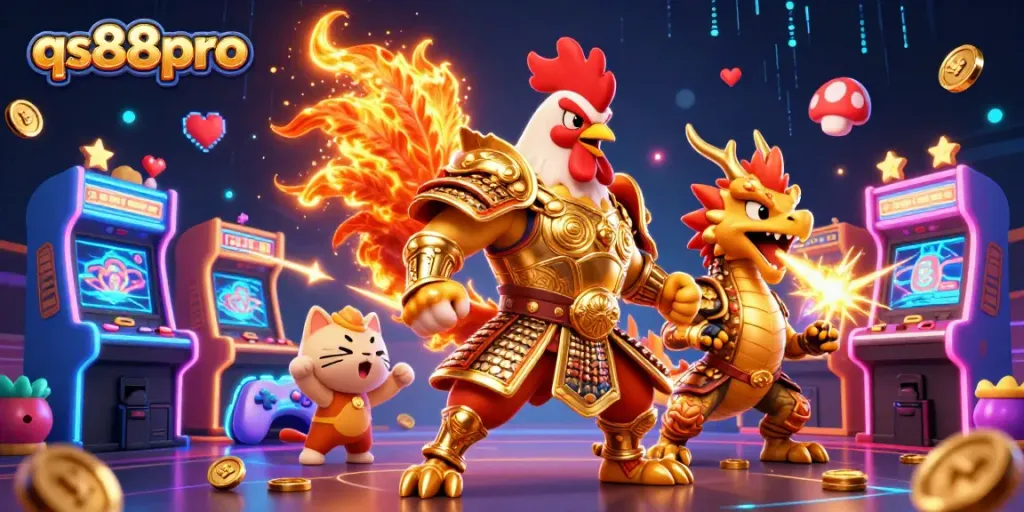 Engage in exhilarating gameplay at qs88pro with vibrant cartoon characters and dynamic casino elements.