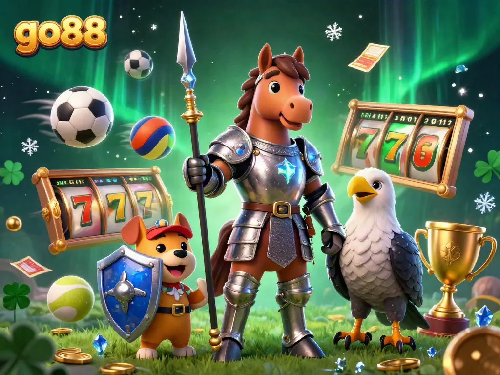 Experience thrilling gaming with go88 in an ultra-detailed 3D cartoon casino scene.