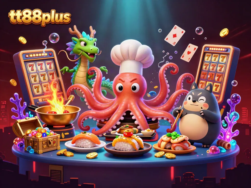 Experience the excitement at tt88plus with vibrant 3D illustration of a casino-themed scene.
