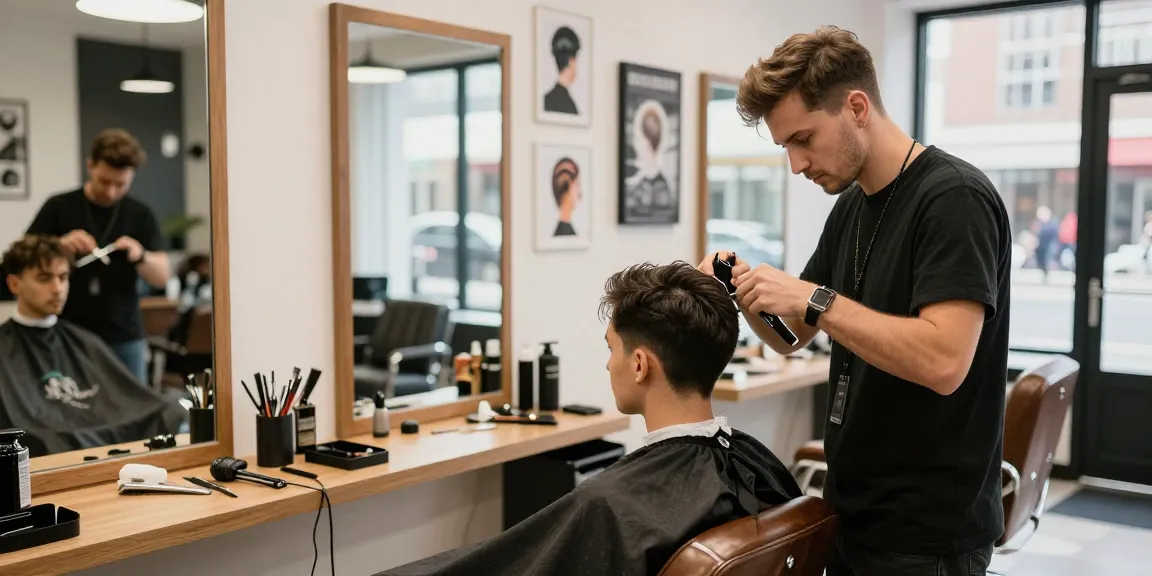 Stylish barber at ROKOK88 salon providing trendy haircut, showcasing rokok88 link experience.