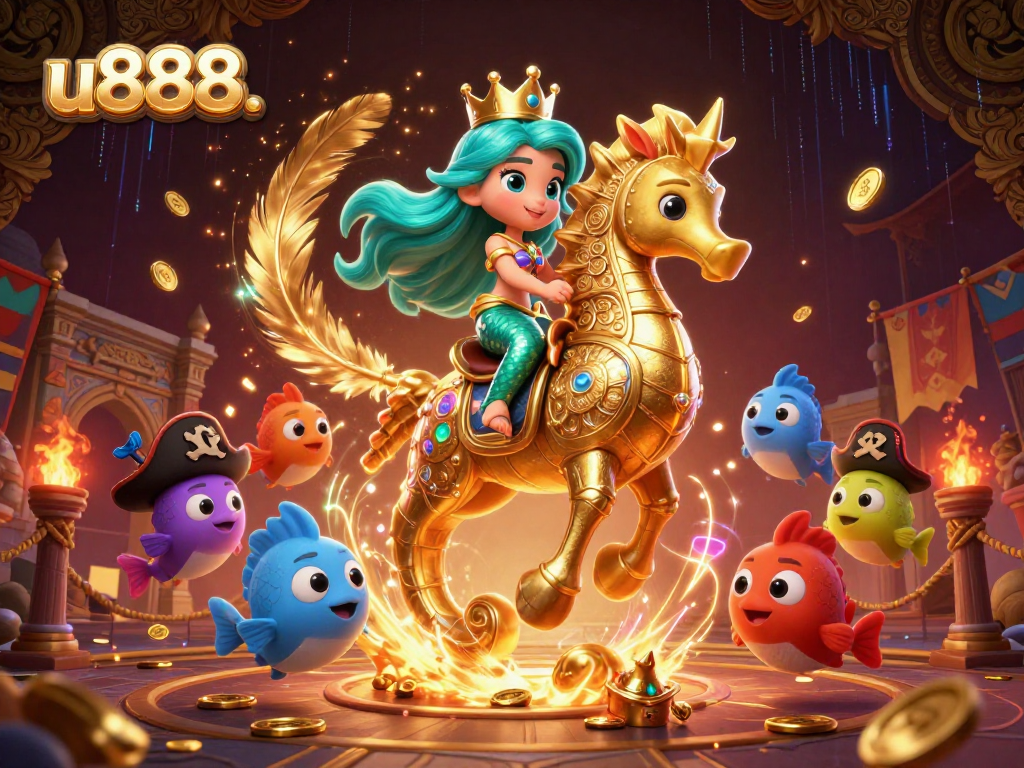 Experience the excitement of u888. with a vibrant 3D casino illustration featuring a mermaid princess.