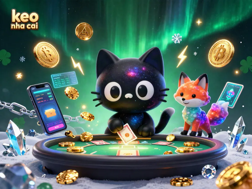 Engage with the cosmic charm of keo nha cai and its vibrant casino elements in a colorful illustration.