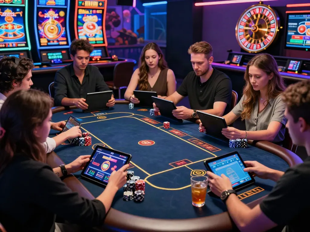 Exciting non gamstop sites scene with diverse players enjoying virtual casino games