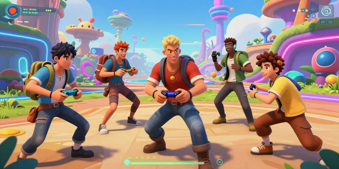 Engaging scene from gay hentai games, showcasing animated male characters in a vibrant gaming landscape, highlighting fantasy elements and interaction.